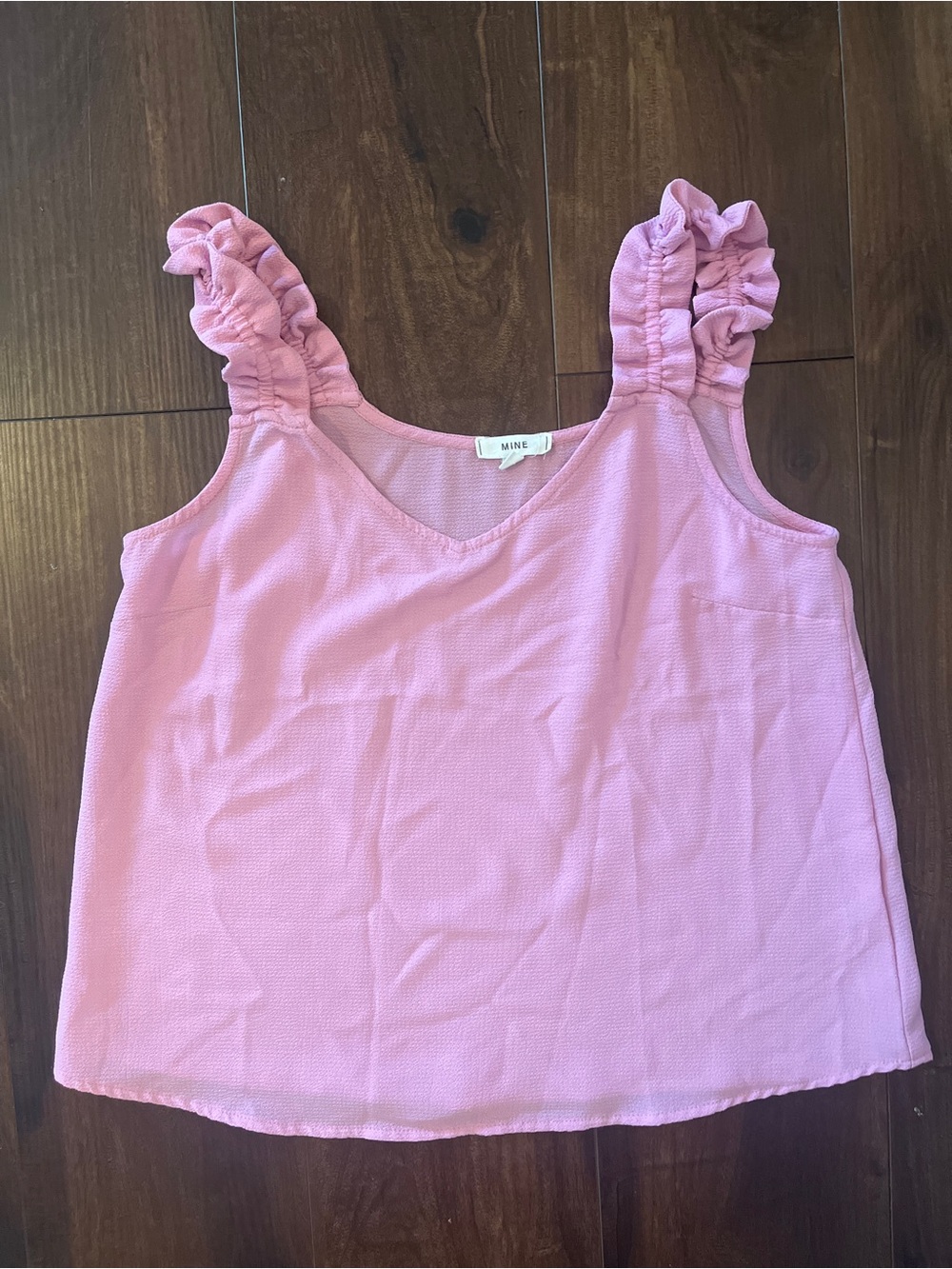 mine Pastel Pink Ruffle Strap Tank Top